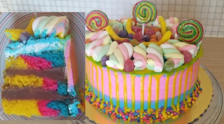 Receitas Deliciosas Bolo Especial dia das Crianças com Massa Colorida