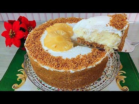 TORTA CREMOSA DE ABACAXI SUPER FÁCIL DE FAZER – SOBREMESA ESPECIAL PARA O NATAL